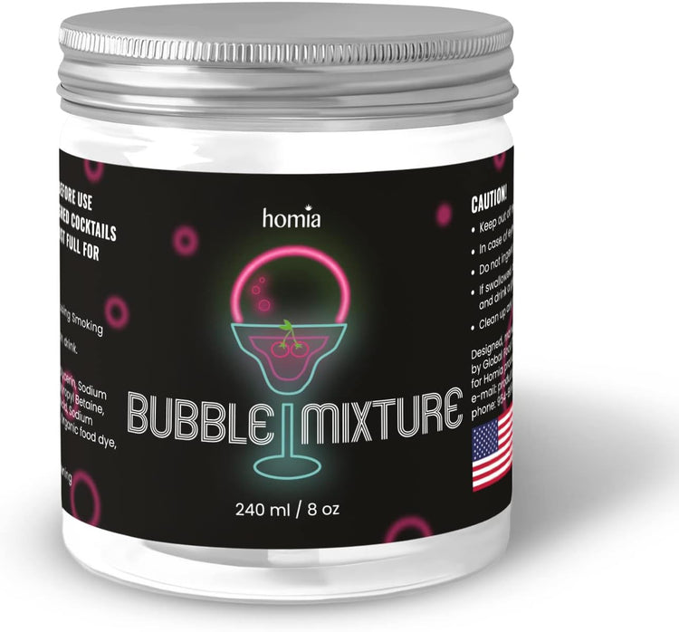 Cocktail Smoker Bubble Mixture for Smoke Infuser - 8oz, Smoker Machine and Wood Smoke Infuser Accessory - Cold Smoke for Drinks - made in USA