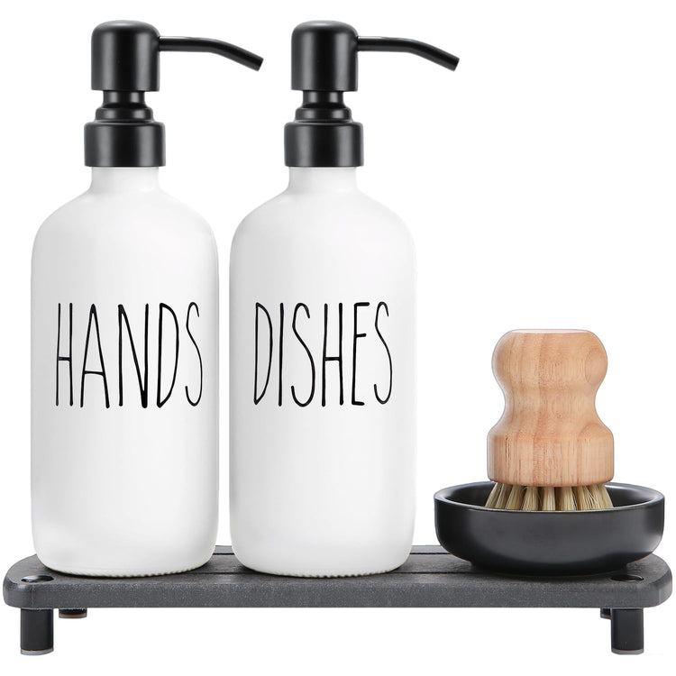 White Soap Dispenser Set Comes with Stainless Pumps