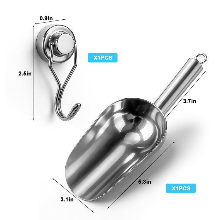 Stainless Steel Ice Scoop for Freezer with Magnetic Hook