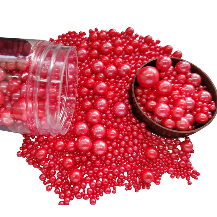 Edible Red Sugar Pearls Candy Sprinkles 120G (4.23 Ounce)