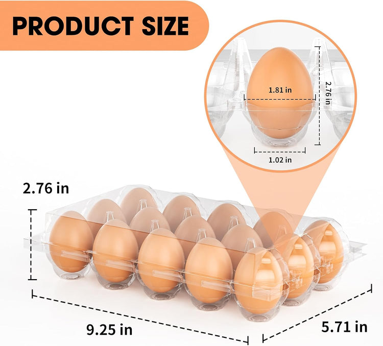 100 Pack Egg Cartons Cheap Bulk 12 Count Clear Plastic Egg Containers for Chicken Eggs, Reusable Egg Holder for Home Ranch Farm Commercial Market Display, Plastic Egg Packaging for Craft Projects