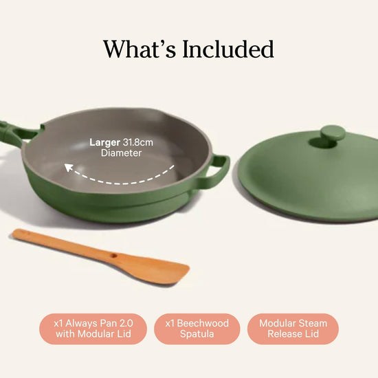 Our Place Large Always Pan 2.0-12.5” (4 Qt) Nonstick, Toxin-Free Ceramic Cookware | Patented 10-in-1 Aluminum Frying & Sauté Pan | Safe for Oven, Induction & All Cooktops up to 450°F | Sage - Nestoria