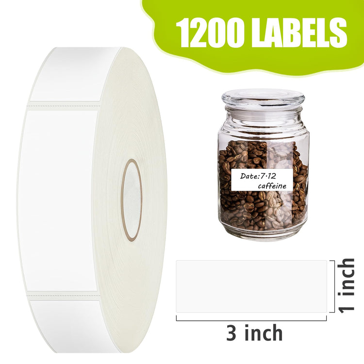 1200 Blank Removable Freezer Labels with Perforation Line for Easy Distribution and Use. Waterproof and Oil (1200 Count)