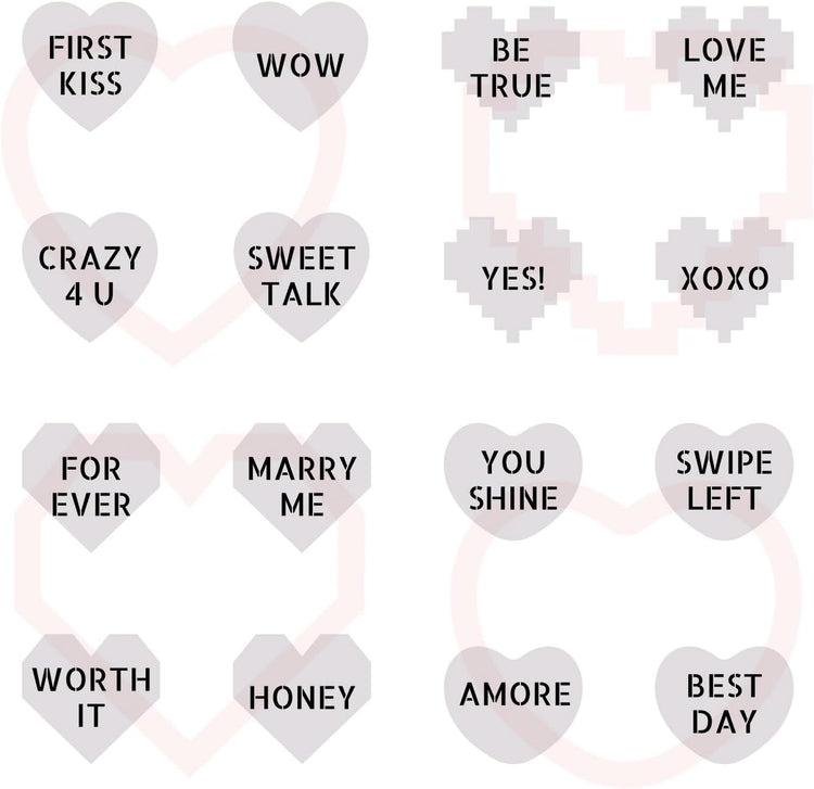 Mini Heart Conversation Cookie Cutter and Stencil Set Bundle Family Love Bakery Cutter Valentine Stencils DIY Bakery for Wedding Holiday and Lover Kids Painting Coloring Pages Comb (Mini Heart)