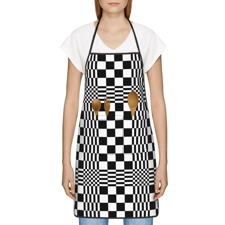 Black and White Checkered Optical Illusion Apron
