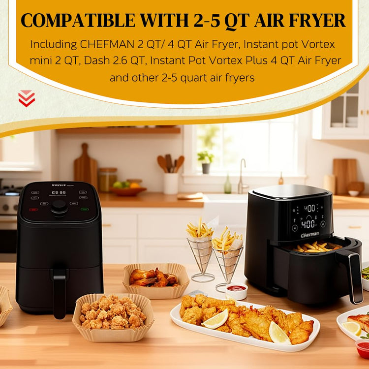 Small Air Fryer Disposable Paper Liners for 2 to 5QT Airfryer (200 Count)