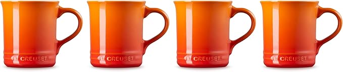 Le Creuset Stoneware Set of 4 Mugs, 14 oz. each, Flame