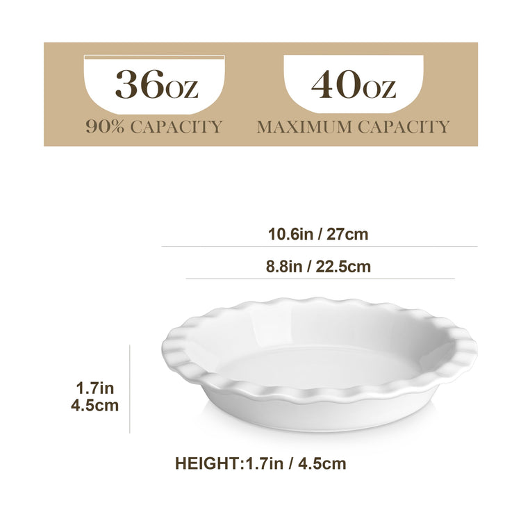 40 Oz Ceramic Pie Pan Set of 2 (2 Count)