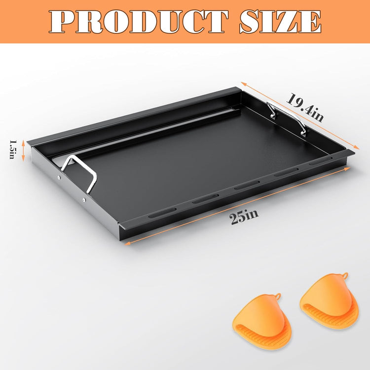 7524 Full Size Griddle Replacement Parts for Weber Genesis S310, E310, E320, S320, E330, S330, EP310, EP320, EP330, Carbon Steel Flat Top Grill Insert Parts with Handles for Weber Genesis 300 Series - Nestoria