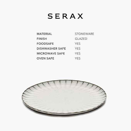 Serax Breakfast Plate | Inku Tableware van Sergio Herman | 4 Dessert Plates | Stoneware Dinnerware Set in white | luxury Dishware for Dinner at Home, Party, Cake, Christmas | Kitchen Sets