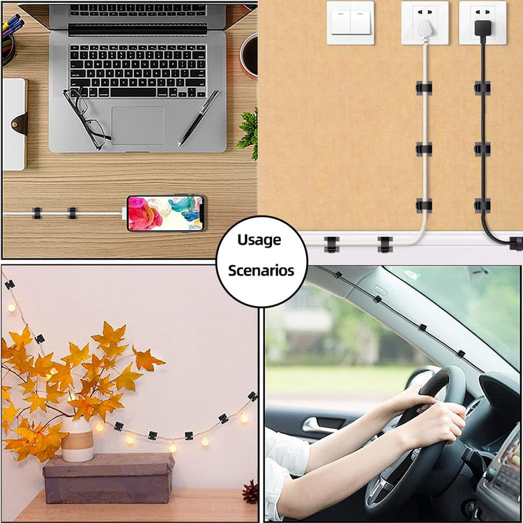 100 PCS White Adhesive Cable Clips Cord Organizer (100 Count)