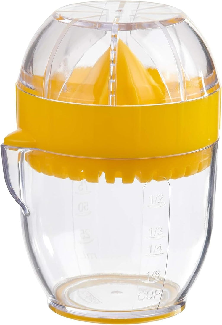 Trudeau Lemon Squeezer with Integrated Strainer – Compact Citrus Juicer with 1/2 Cup Capacity, Calibrated Container & Pouring Spout – BPA-Free & Dishwasher Safe – Original Trudeau Design