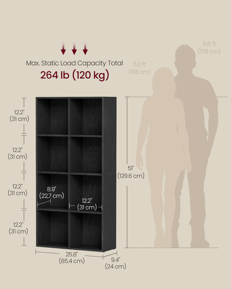 Bookcase Cube Shelf with 8 Compartments