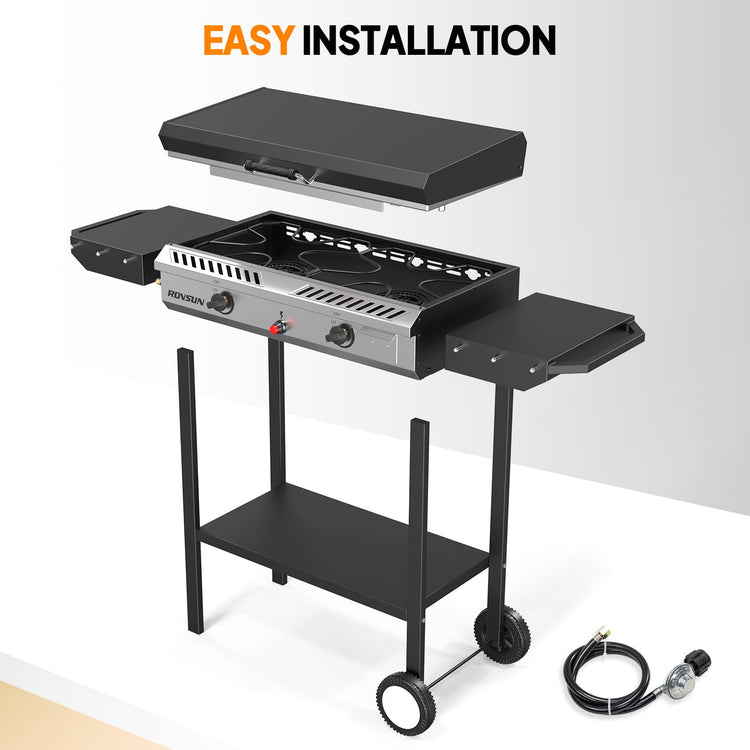 2 Burner Outdoor Propane Gas Stove with Griddle