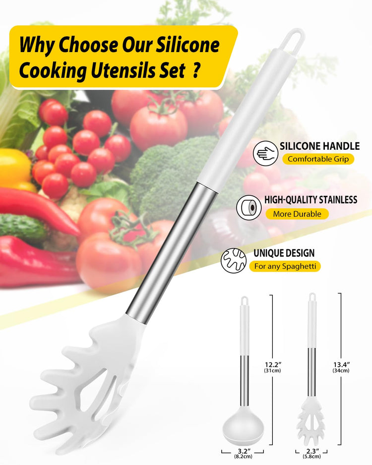 Silicone Pasta Fork and Ladle Spoon Set (2 Count)