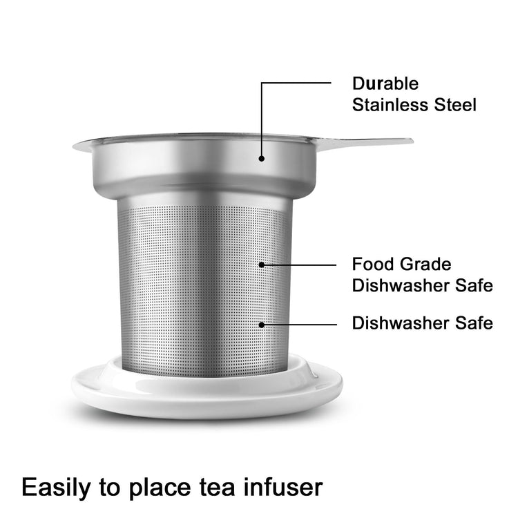 Sweejar Porcelain Tea Mug with Infuser and Lid