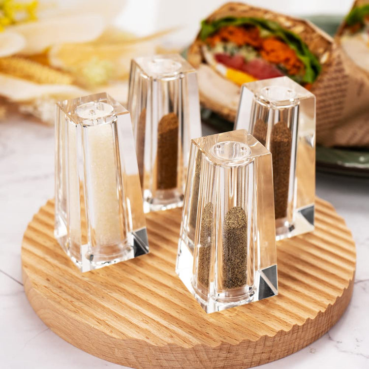 Salt and Pepper Shaker Set Spice Dispenser Refillable Design Cut Crystal Seasoning Shaker Kitchen Decor for Cooking Table (4 Count)