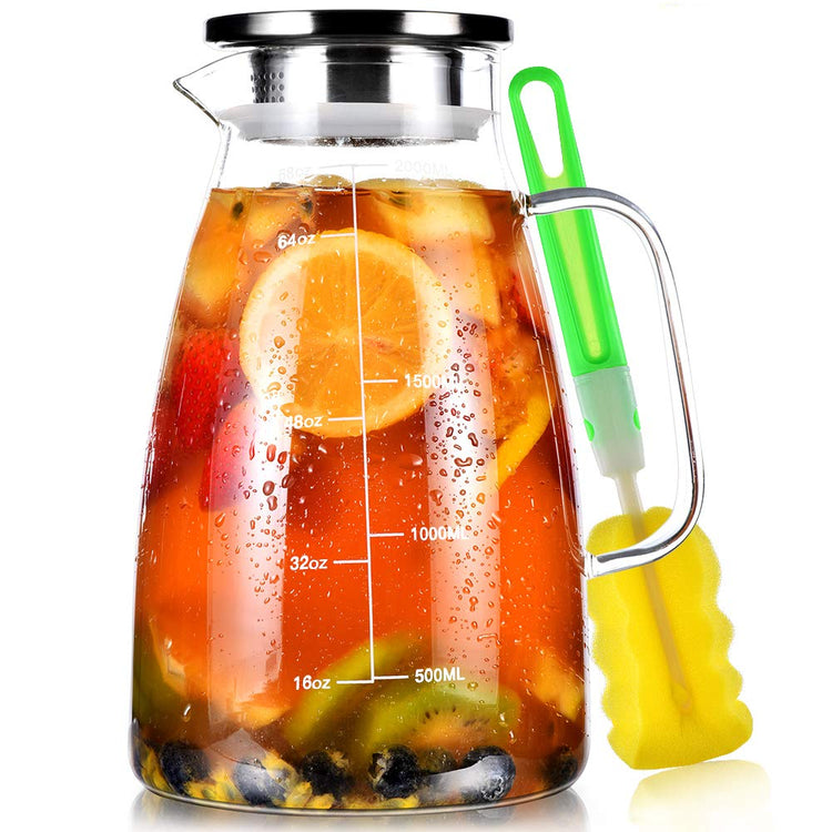 Glass Pitcher with Lid and Handle
