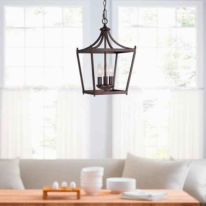 Capital Lighting 4036MB Stanton Geometric Metal Open Frame Lantern Foyer Pendant, 3-Light 180 Total Watts, 17" H x 10" W, Matte Black