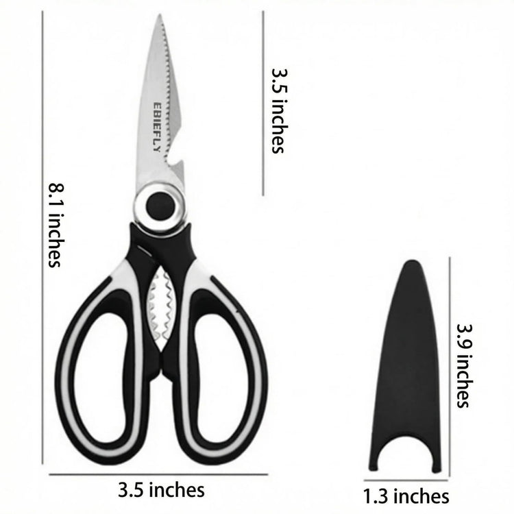 Kitchen Scissors Utility Chopping Scissor Professional Shears for Meat Cutting Sharp Kitchenaid Shears Multipurpose Scissor for Food Outdoor BBQ No Rust + 100 Pcs Plastic Gloves Disposable