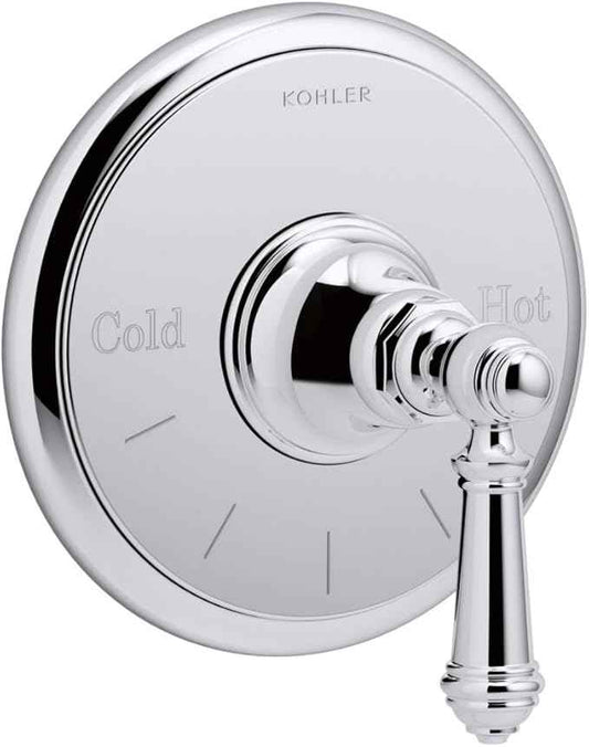 KOHLER K-T72769-4-CP Artifacts Thermostatic Valve Trim with Lever Handle, Polished Chrome