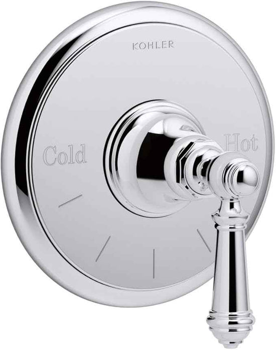 KOHLER K-T72769-4-CP Artifacts Thermostatic Valve Trim with Lever Handle, Polished Chrome