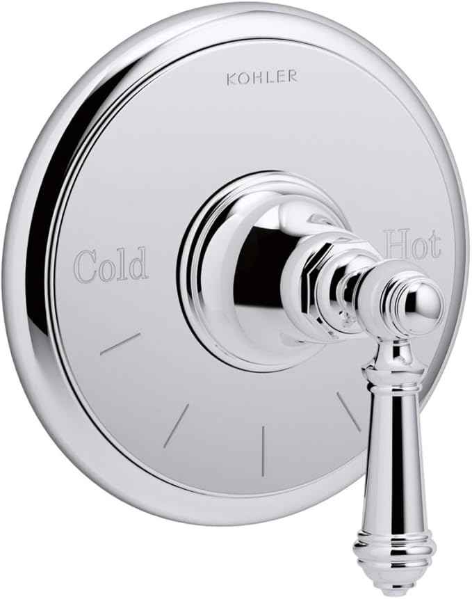 KOHLER K-T72769-4-CP Artifacts Thermostatic Valve Trim with Lever Handle, Polished Chrome