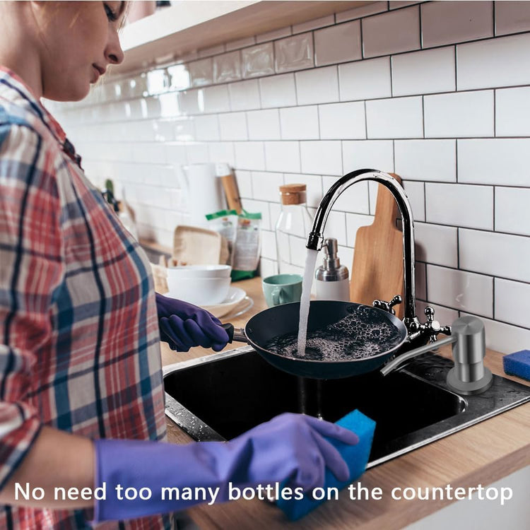 Soap Dispenser for Kitchen Sink, in Sink Soap Dispenser Pump, 47" Silicone Extension Tube Connect to The Soap Bottle Directly, Say Goodbye to Frequent Refills (Gray)