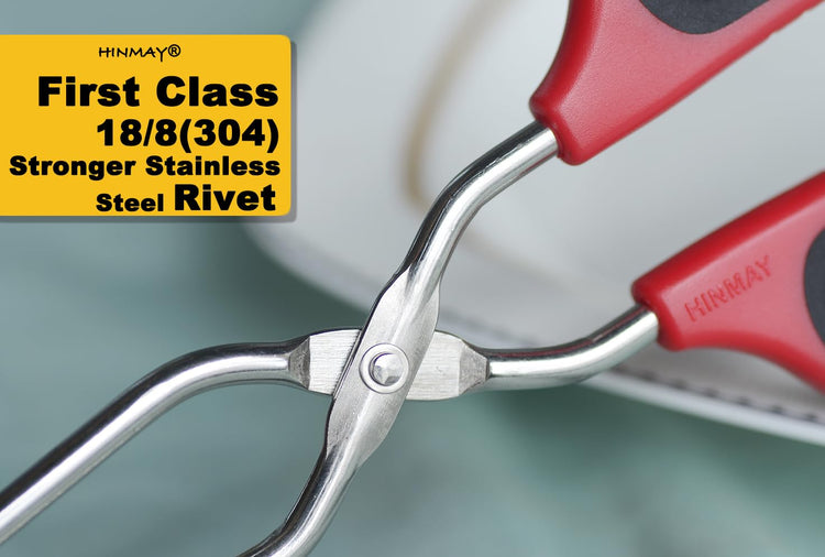 HINAMY 13" Stainless Steel Scissor Tongs with Comfort