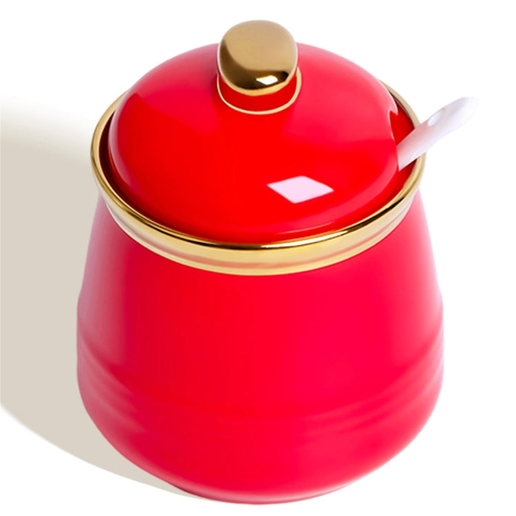 12oz Ceramic Sugar Bowl with Lid and Spoon
