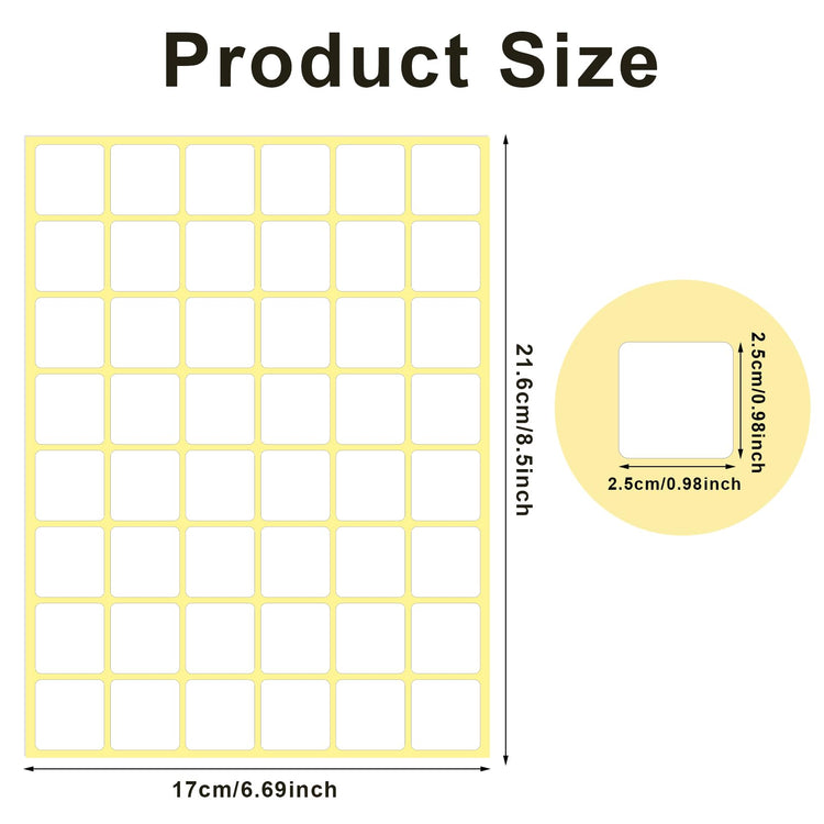 1440 Pcs Blank Date Labels 1" X 1" Labels Stickers for Organizing Square Writable White Labels Food Labels for Jars Boxes File Folders Envelopes School Office Kitchen (1440 Count)