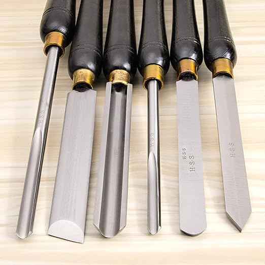 Woodworking Tools,6-Piece HSS Wood Turning Tools with High-Speed Steel Blades and Ash Handles Woodworking Tools Artisan Chisel Set with Wooden Case for Beginners