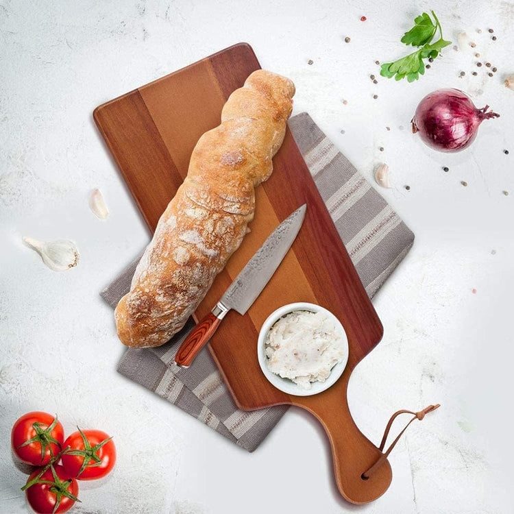 AIDEA Wood Cutting Board with Handle, Cheese Board Chartuterie Board for Kitchen, Party 17" LenghtX6"Height (2 Pack)