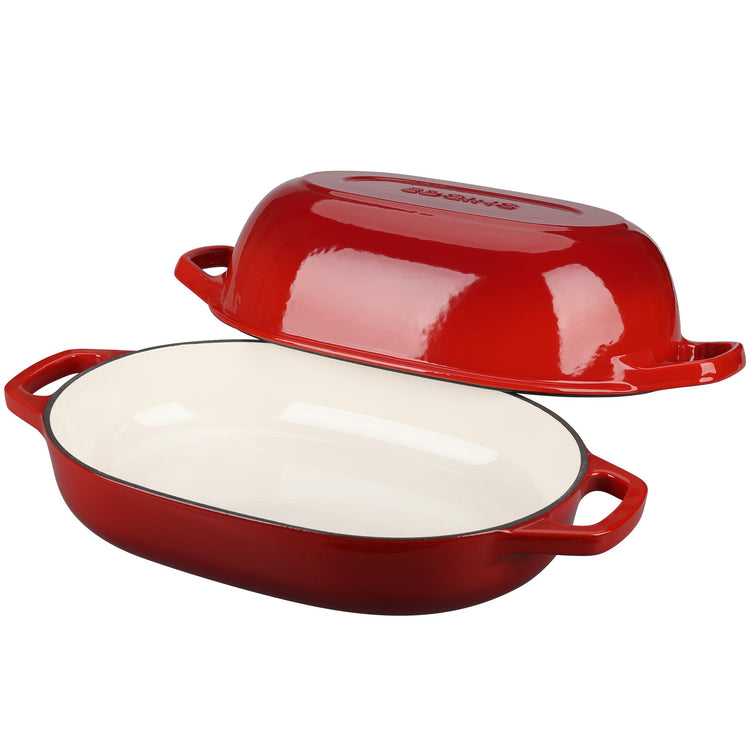 Enameled Cast Iron Oval Dutch Oven Pot with Lid
