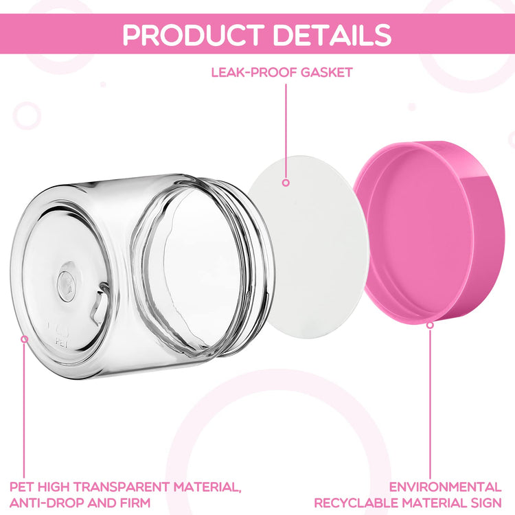 6 Pack 1 Oz Plastic Jars Containers with Lids Wide Mouth Pink (6 Count)