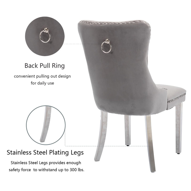 Grey Velvet Dining Chairs Set of 6 (6 Count)