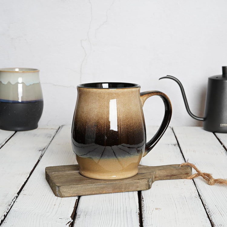 Bosmarlin Extra Large Ceramic Coffee Mug, 25 Oz, Dishwasher and Microwave Safe, Oversized Big Tea Cup for Office and Home, Reactive Glaze (Walnut)