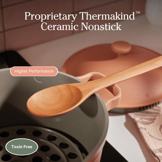 Our Place Perfect Pot - 5.5 Qt. Nonstick Ceramic Sauce Pan with Lid | Versatile Cookware for Stovetop and Oven | Steam, Bake, Braise, Roast | PTFE and PFOA-Free | Toxin-Free, Easy to Clean | Blue Salt - Nestoria