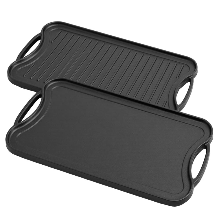 20" x 10.5" Reversible Cast Iron Griddle Pan for 2 Burner Stovetops