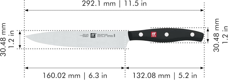 ZWILLING Twin Signature 6-inch Utility Knife, Razor-Sharp, Made in Company-Owned German Factory with Special Formula Steel perfected for almost 300 Years, Dishwasher Safe