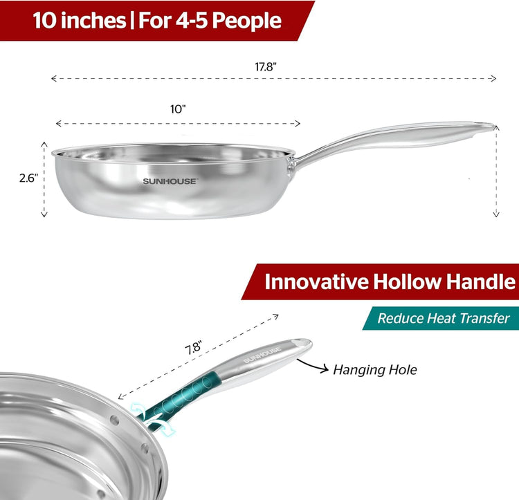 10 Inch Stainless Steel Frying Pan Skillet
