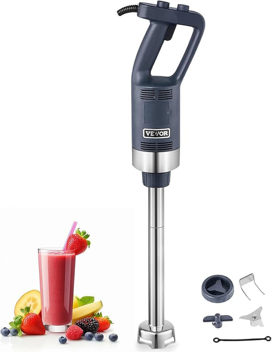 VEVOR Commercial Immersion Blender, 500W Heavy Duty Hand Mixer, 16 inch Stepless Variable Speed Mixer with Stainless Steel Blade, Multi-Purpose Portable Mixer for Soup, Sauces, Mashed Potatoes, Cream