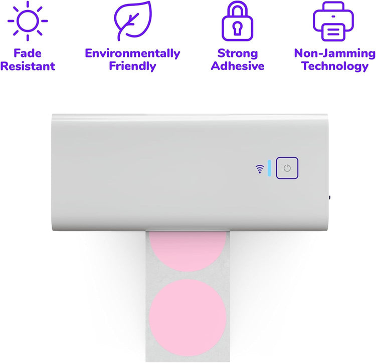Rollo Circle Thermal Labels 2 Inch - Roll of 1,000 Round Sticker Labels - Multi-Purpose Direct Thermal Printer Stickers 2x2 (Pink)