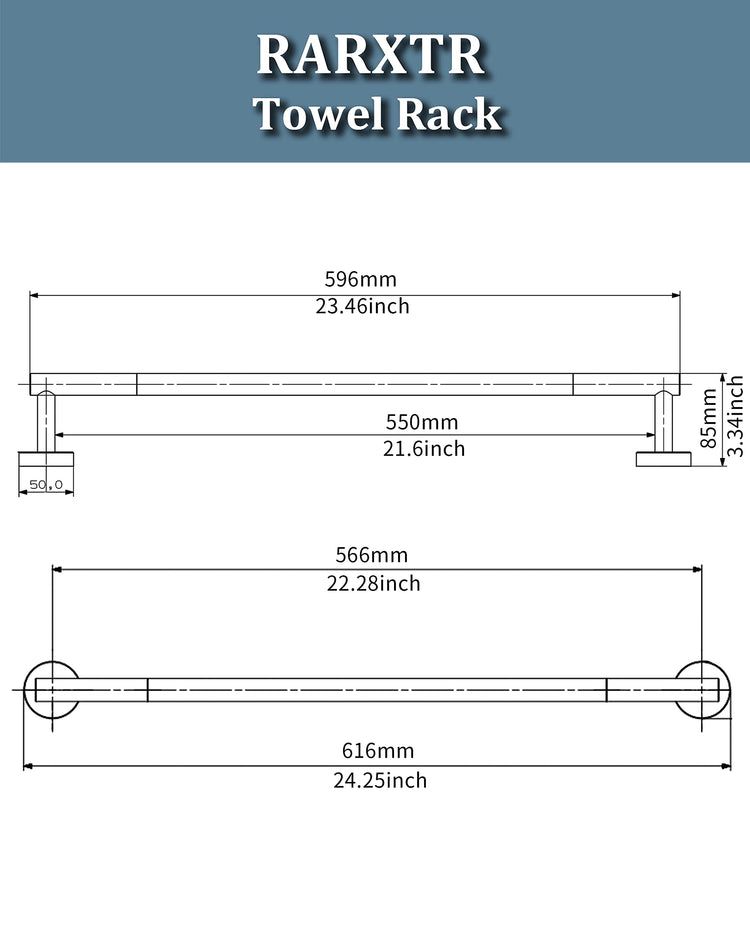 24 Inch Brushed Towel Bar Towel Rack for Bathroom Kitchen Hand Towel Holder Dish Cloths Hanger SUS304 Stainless Steel RUSTPROOF Wall Mount