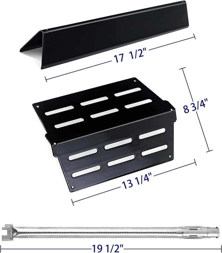 Flavorizer Bars Heat Deflector Burner Tube Set Kit for Weber Series E310 E320 E330 EP310 EP320 EP330 with Front Control Knob 7620-7622-62752, Porcelain Steel Grill Replacement Parts