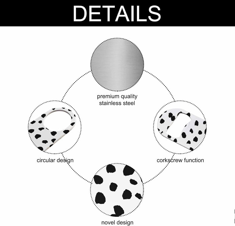 Small Dot Pattern Stainless Steel Bottle Opener Black Polka Circles with Rough Edges Abstract Doodle Trendy Flat Beer Bottle Opener Keychain for Home Kitchen Bar Restaurant Party Birthday Gift