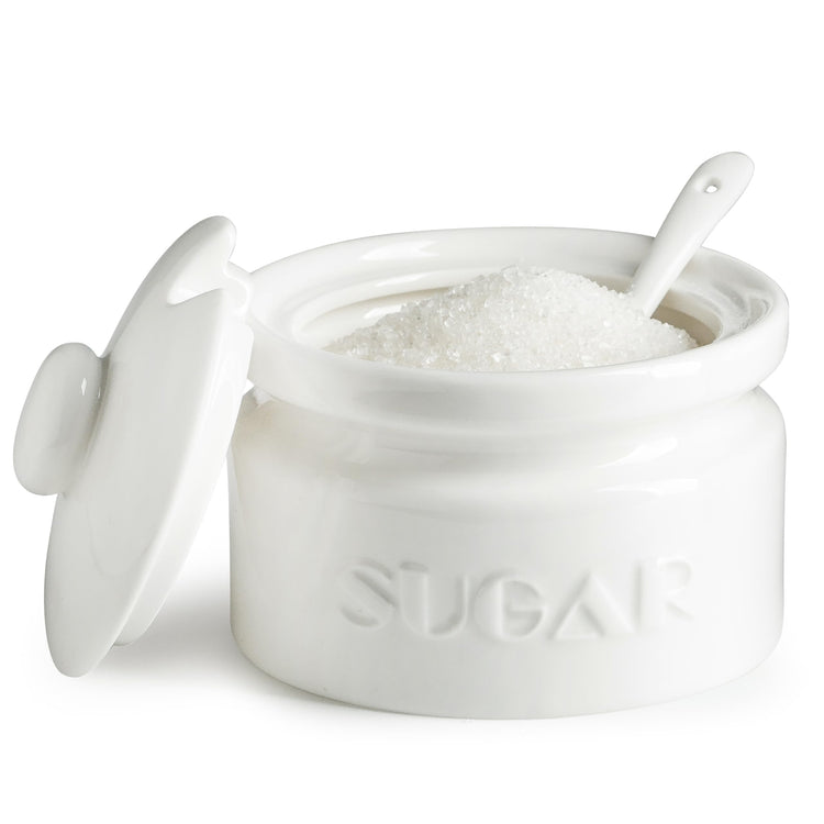 10oz Ceramic Sugar Bowl with Lid and Spoon for Coffee Bar (15.99 Count)