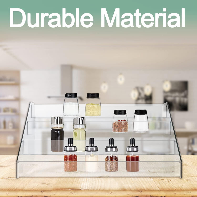WUIVIUT Spice Rack Organizer For Cabinet, 1 4/5 in/Tier Acrylic Tiered Spice Shelf Can Storage Organizer for Kitchen Pantry Countertop