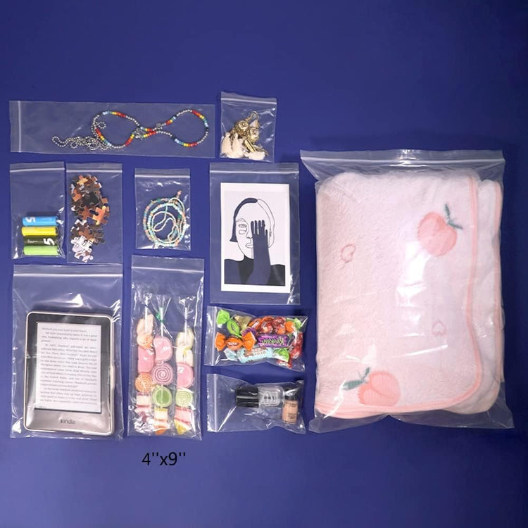 iMailer - 500 Pcs -4" x 9" Incense Bags-Resealable Zip Bags for Snack, Necklaces, Jewelry, Packaging & Shipping