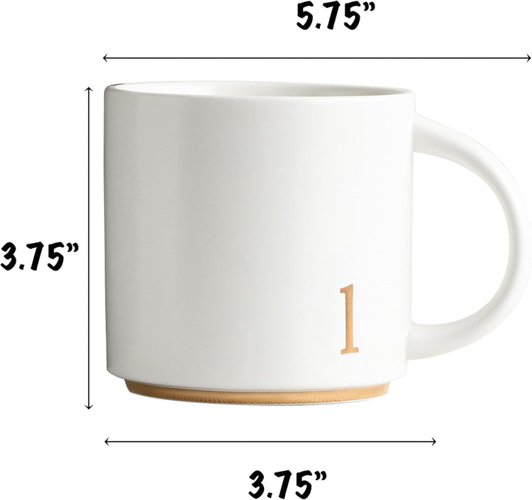 COLLECTIVE HOME - Monogram Ceramic Mugs, 15 oz Golden Initial Coffee Cups, Elegant Alphabet Tea Mugs, Elegant Personalized Mug with Gift Box, Luxurious Cups for Office and Home (l)